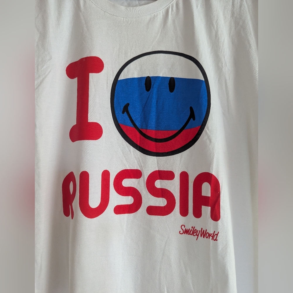 Men's XXL White T-Shirt Russia Logo - Picture 2 of 6